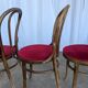 Set of 4 Vintage Bentwood Bistro Chairs, Red Upholstery
