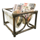 Porte-revues rotin et tissu