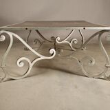 Coffee table on parquet wrought iron