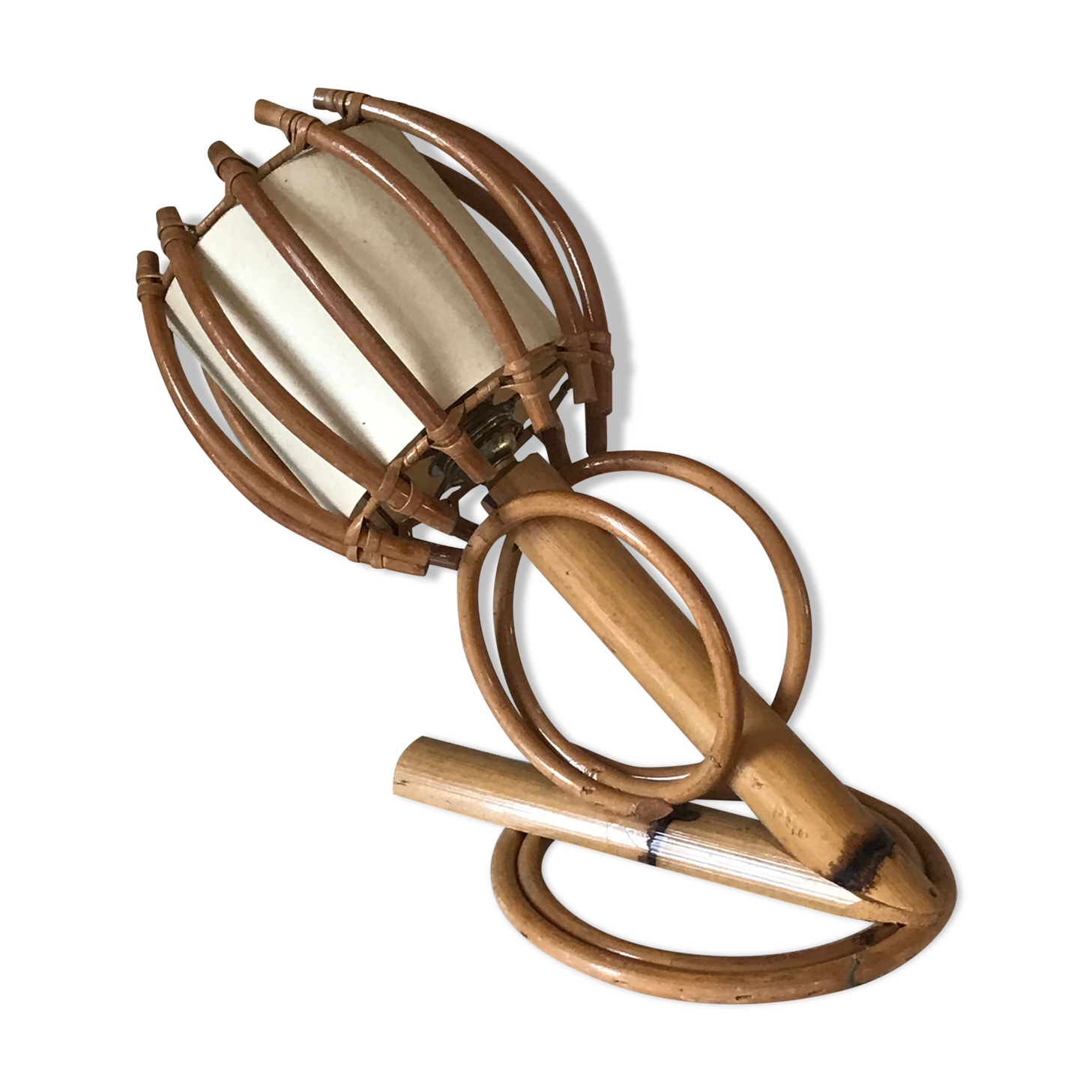 Rattan wall lamp vintage design 60 s