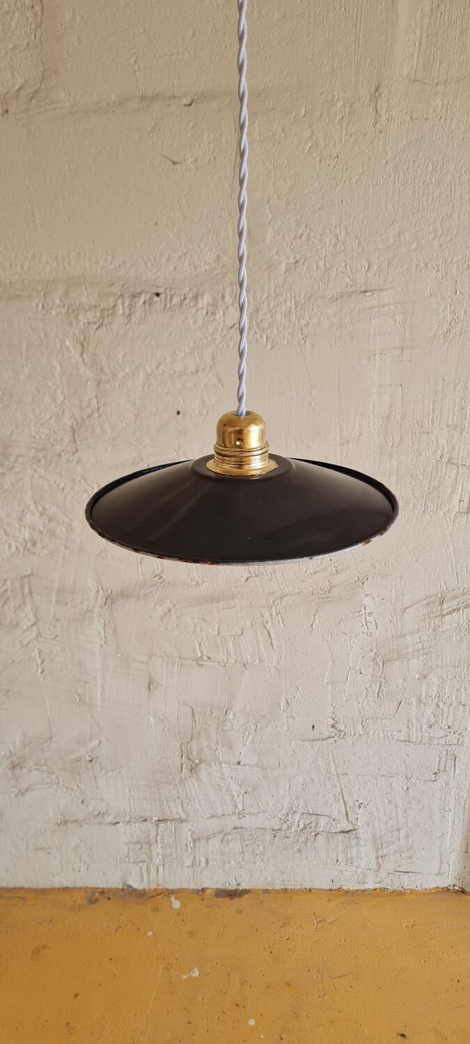 Black enamelled pendant lamp 1950