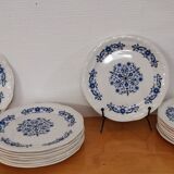 Set of 8 old dessert plates in French earthenware Moulin des Loups from the 50s