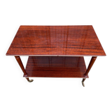 2-level rolling table in lacquered mahogany and brass 1960