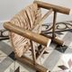 Vintage low stool in wood and straw – Woven straw seat