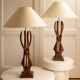 Paire de lampes organiques en bois - USA 1960