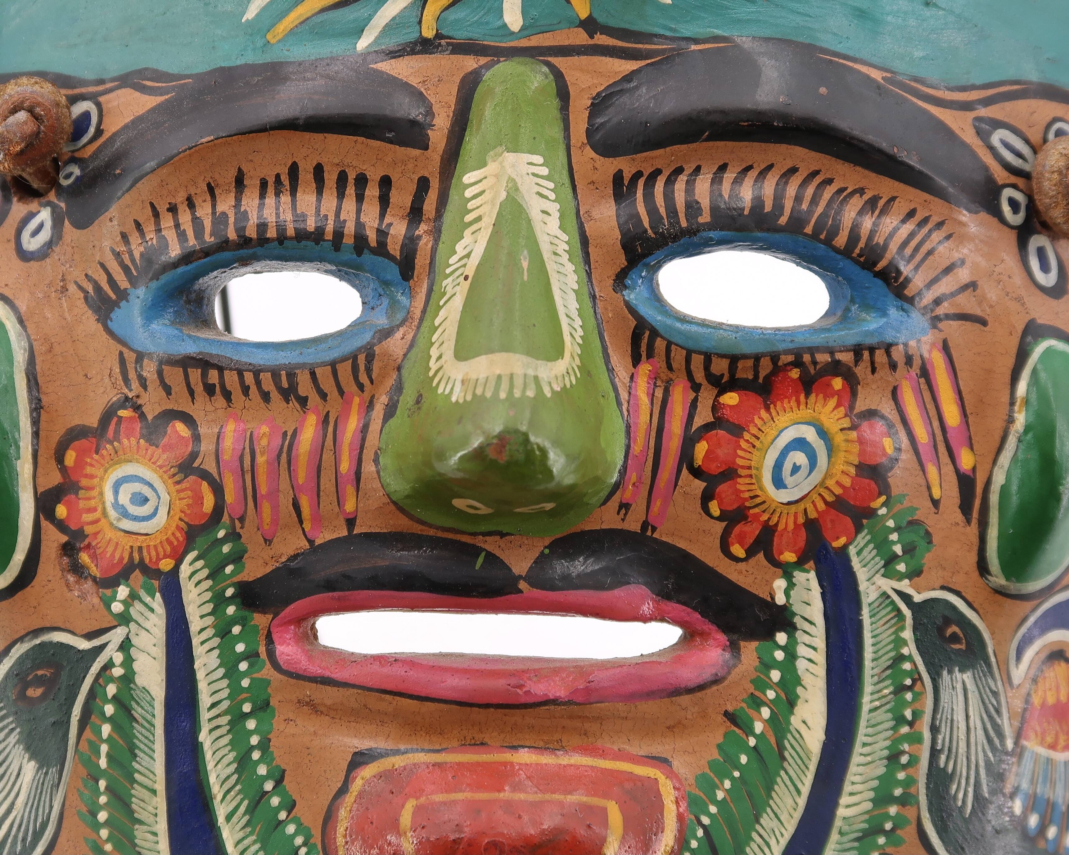 Colorful terracotta mask from Mexico, 1970s
