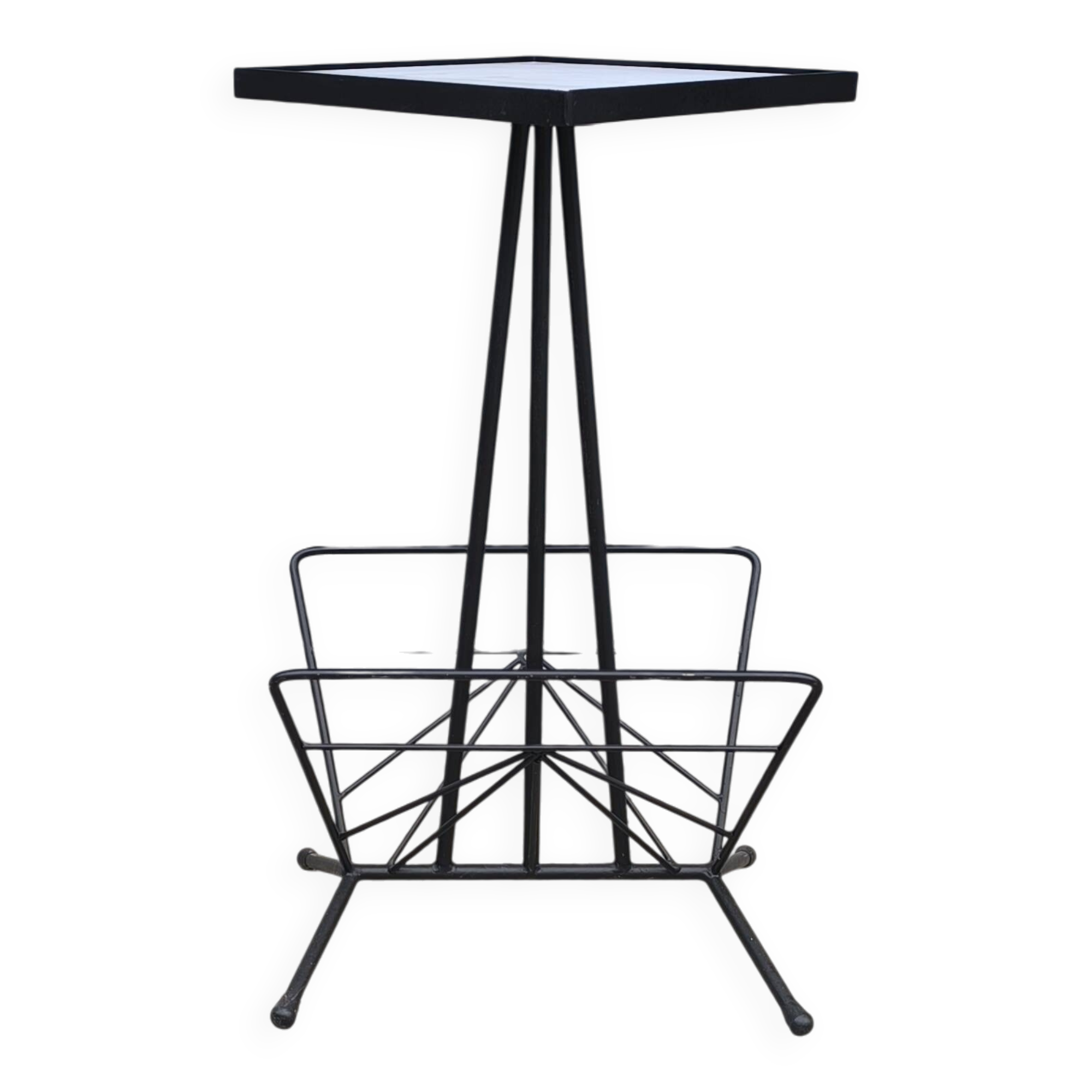 Iron and earthenware magazine rack, 1970