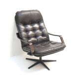 Stylish vintage leather armchair made in the 1970s