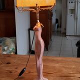 Art deco lamp golden metal and glass pate