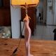 Art deco lamp golden metal and glass pate