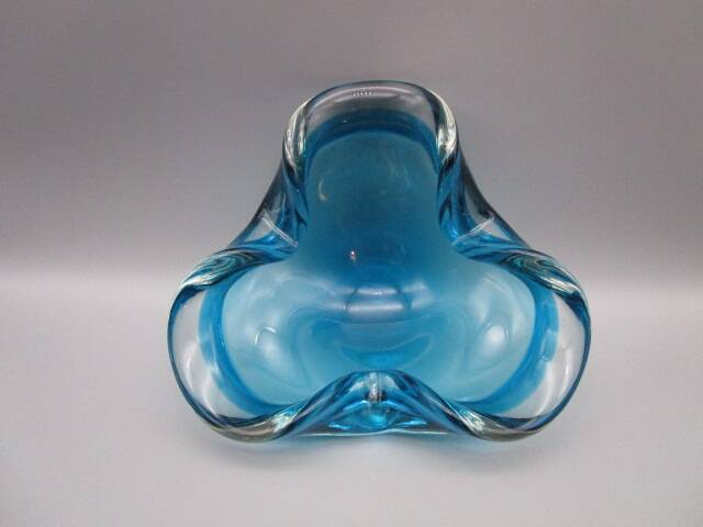 Vintage blue glass ashtray