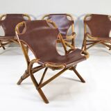 Set of four Mid-Century Modern bamboo armchairs, Spain, 1960