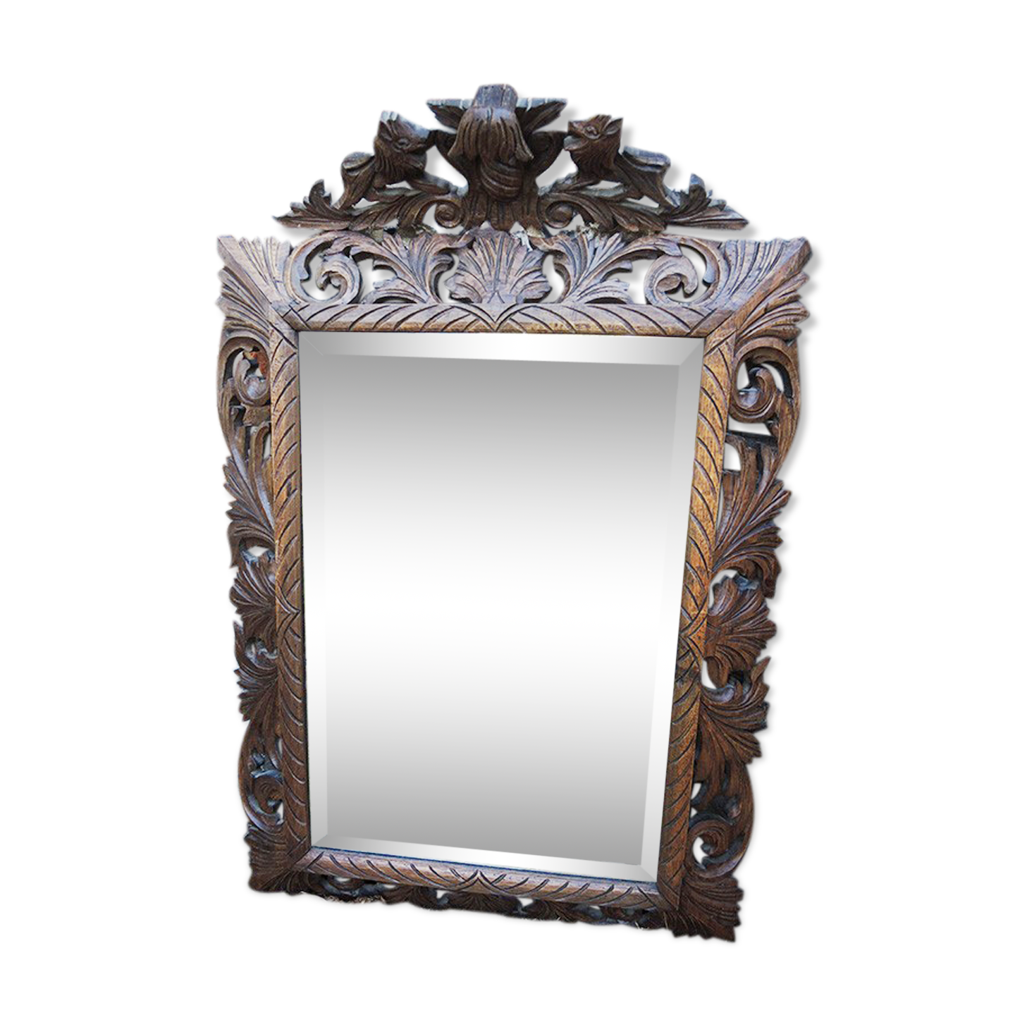 Mirror wooden carved lions 77x107cm