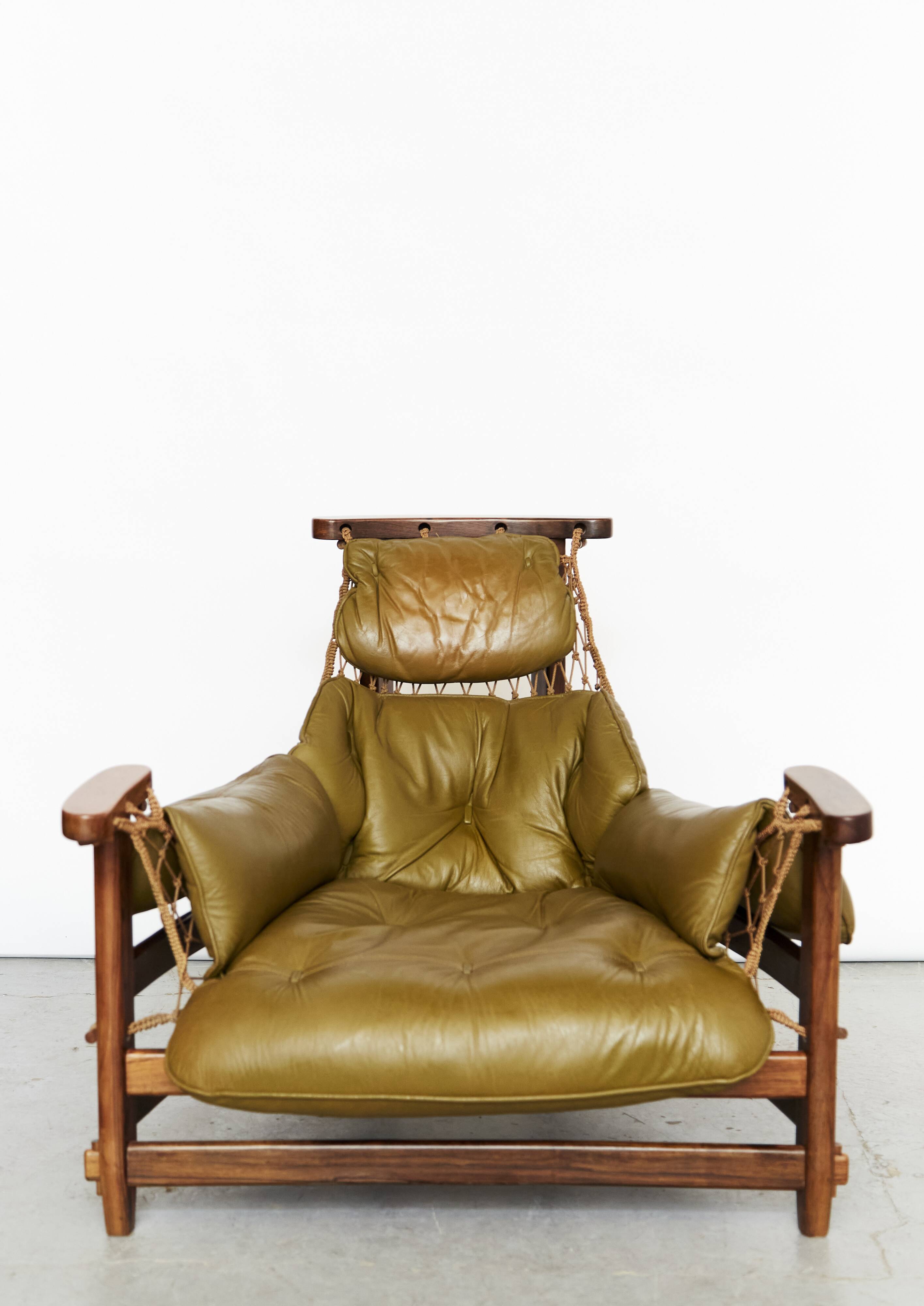 Jean Gillon "Jangada" Lounge Chair & Ottoman for Italma Wood Art, 1968