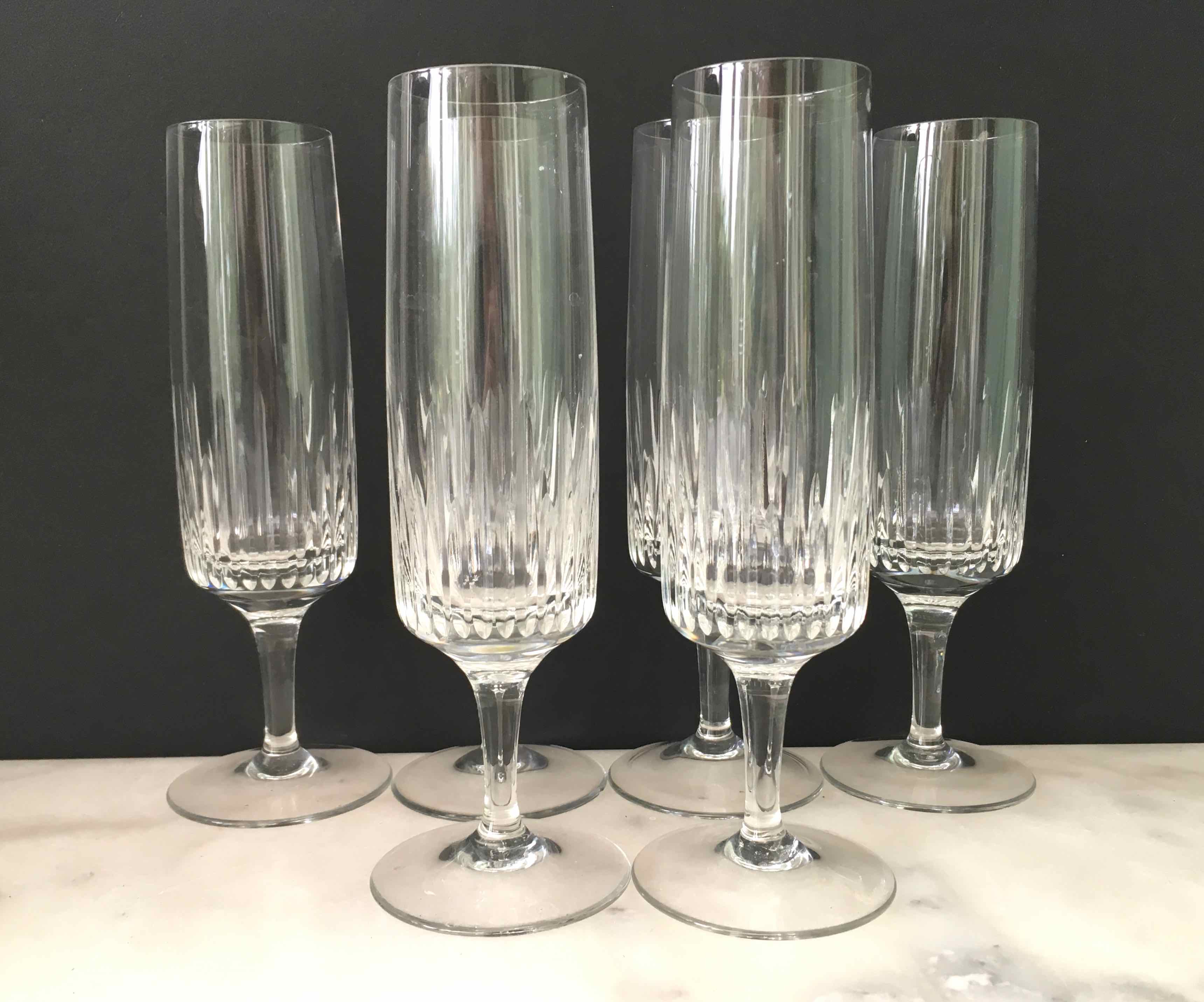 Set de 6 flûtes à champagne cristal taillé