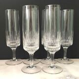 Set of 6 crystal cut champagne flutes