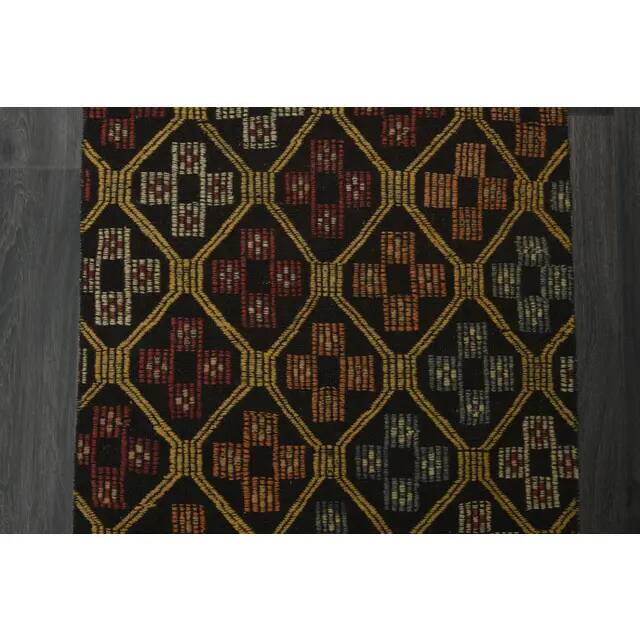 1970s Vintage Turkish Oushak Handmade  Colorful Runner Rug 70x290