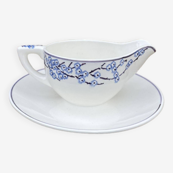 Gravy boat with its cup Digoin Sarreguemines Pêcher model