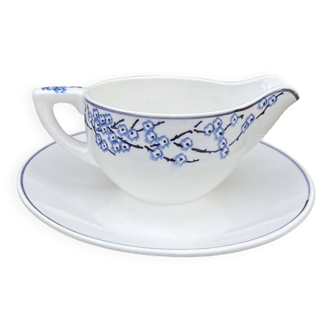 Gravy boat with its cup Digoin Sarreguemines Pêcher model