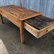 Antique Rustic Solid Cherry Farmhouse Table with 3 Drawers and 1 Pull Out