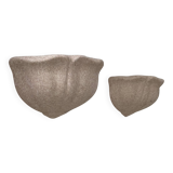 Pair of vintage wall sconces, speckled pink plaster, France, 1970