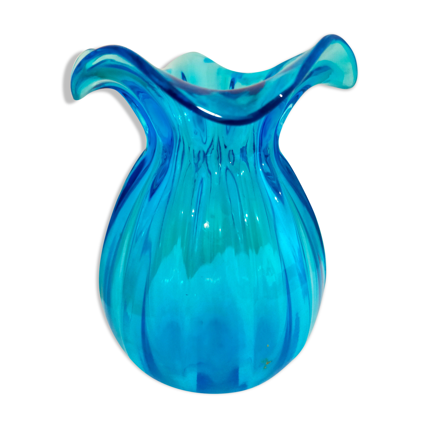 Blue breathless glass vase