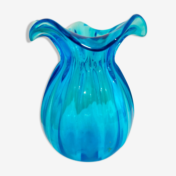Blue breathless glass vase