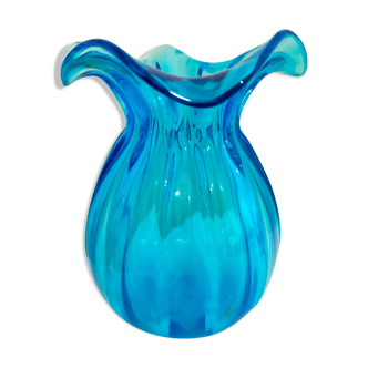 Blue breathless glass vase