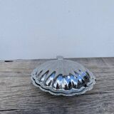 Silver-plated metal shell butter dish