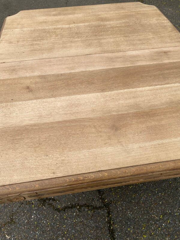 Table à manger art déco rectangulaire pied central rénovée en chêne massif