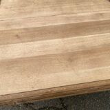 Rectangular Art Deco dining table with a central pedestal, renovated in solid oak.