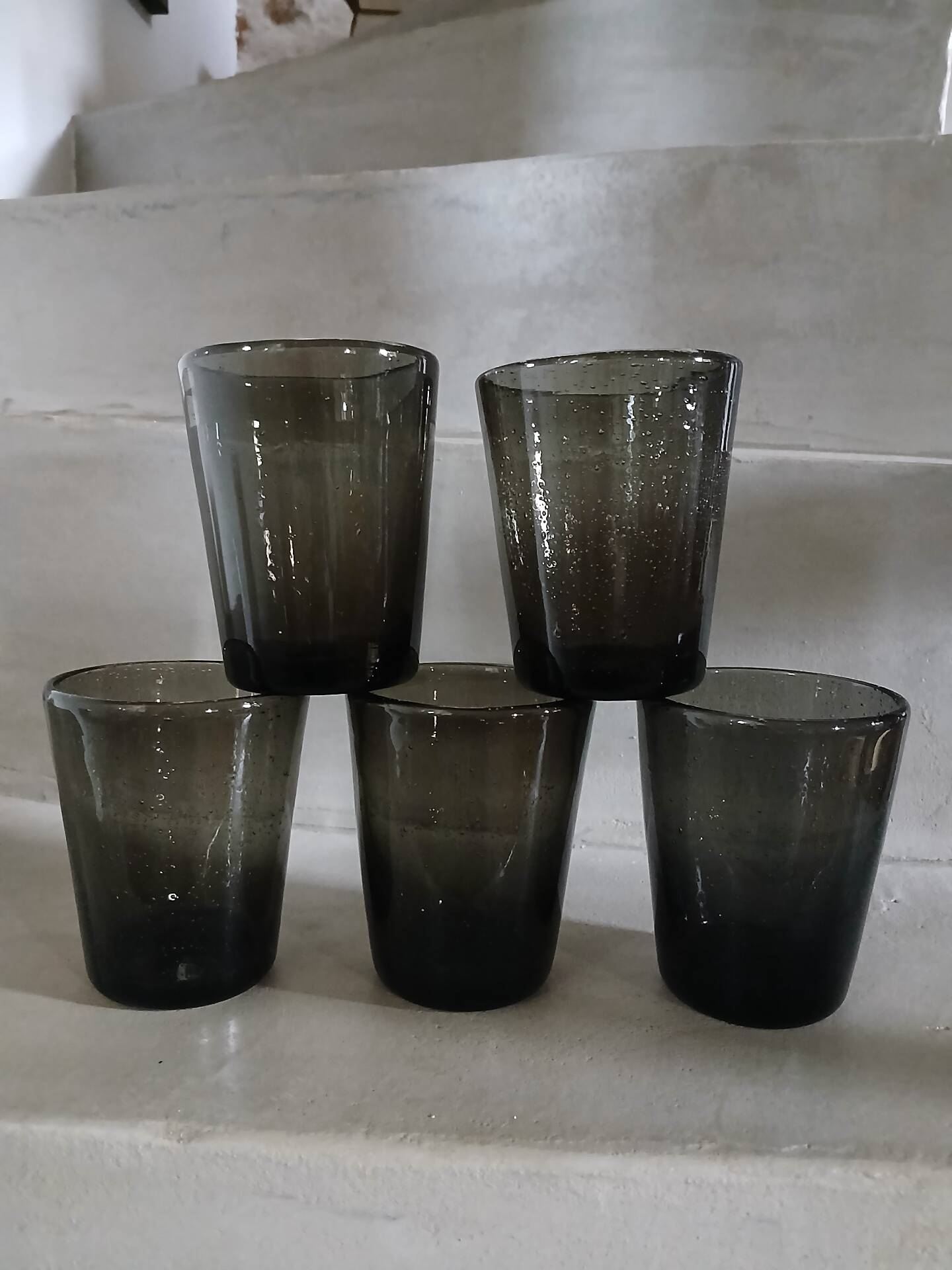 5 bubble glass water glasses