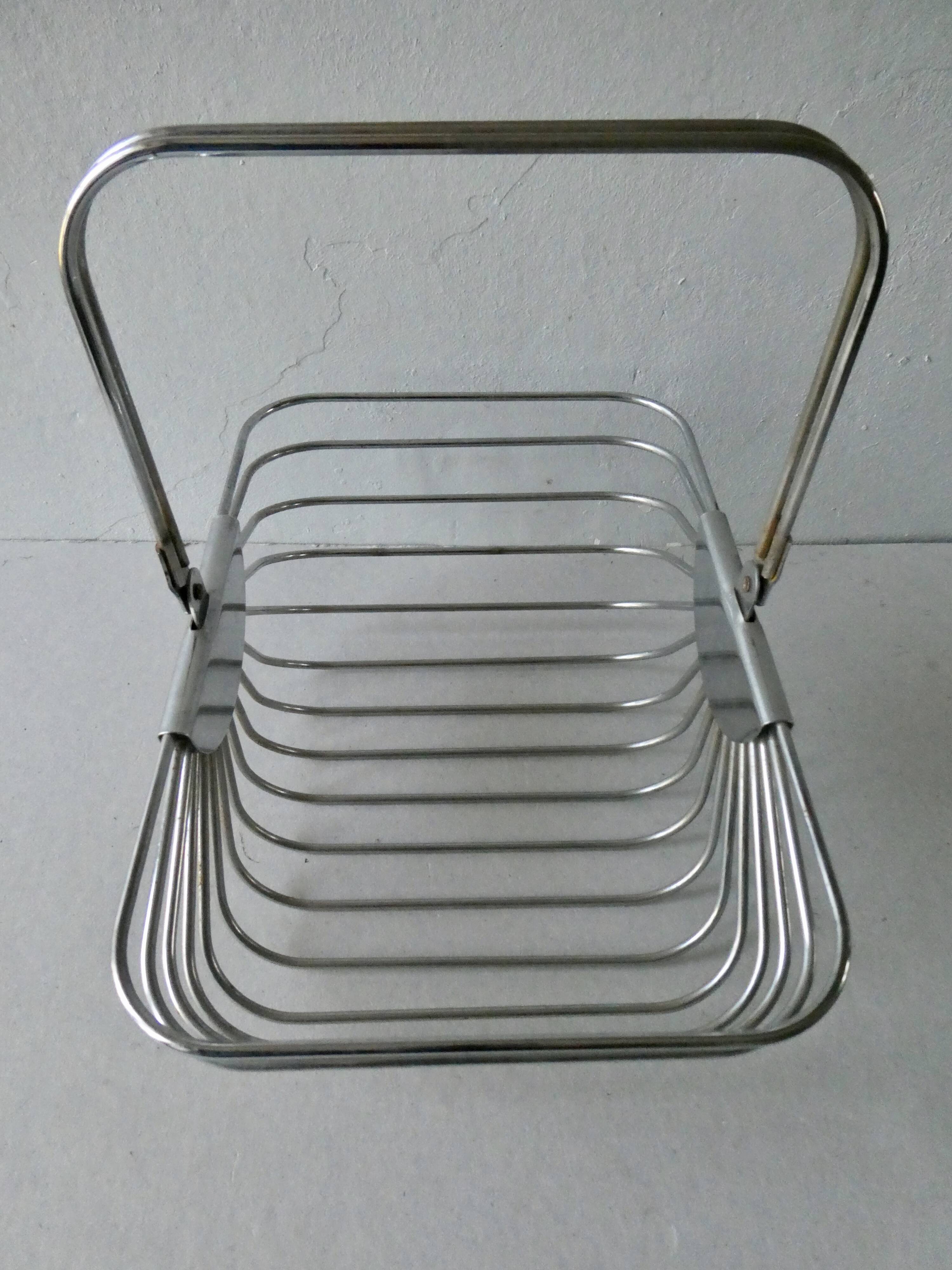 Chrome metal basket, 70s