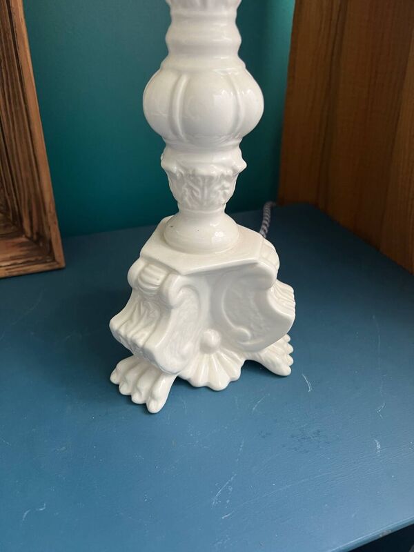 Lampe céramique Bassano abat jour à franges