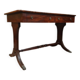 Superb english flat center desk napoleon iii style in mahogany circa 1880