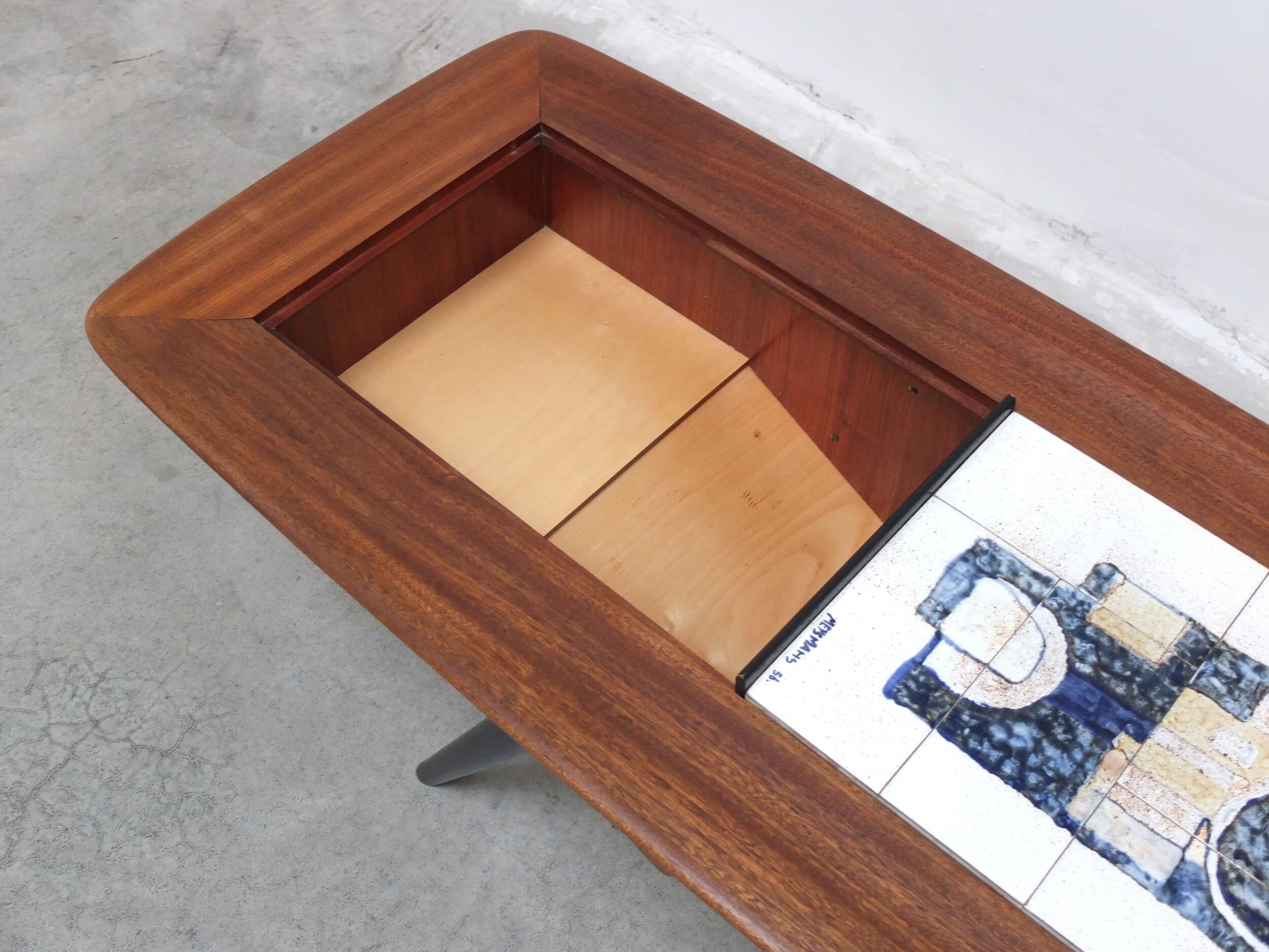 Decorative coffee table with bar by Alfred Hendrickx for Belform, 1950s