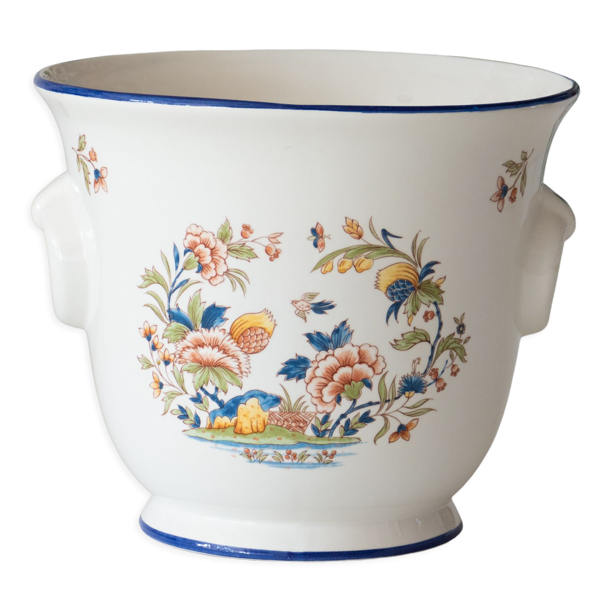 Ceramic bucket decoration flowers bird and butterfly