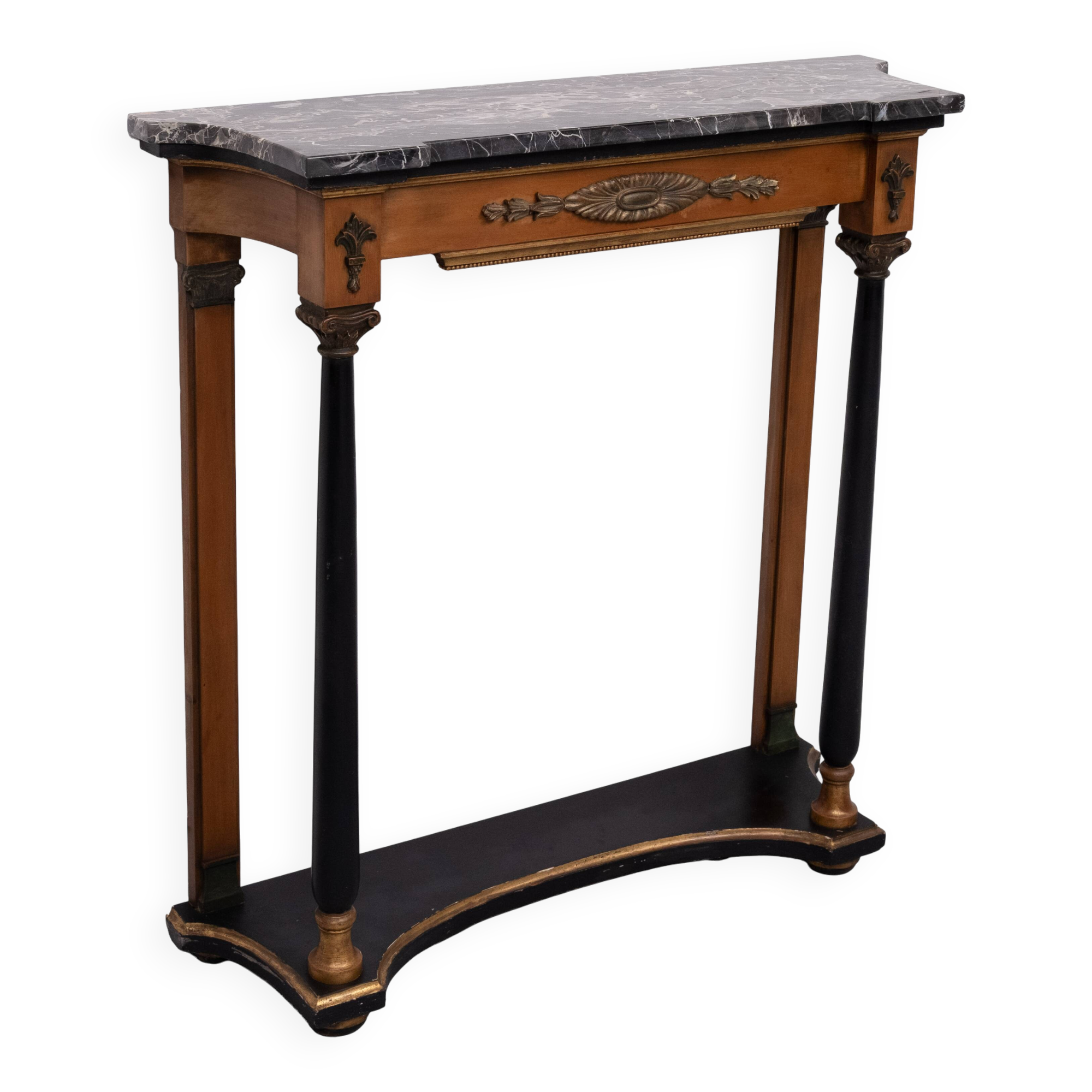 Elegant Italian Console Table, Black Marble Top, 1950s Empire Revival