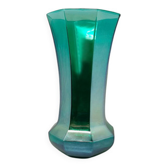 Vase vert artisanal en verre de Murano des années 1970 par Ca dei vetrai