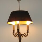 French Empire Bronze Bouillotte 3 Light Table Lamp Dark Green Shade 4229