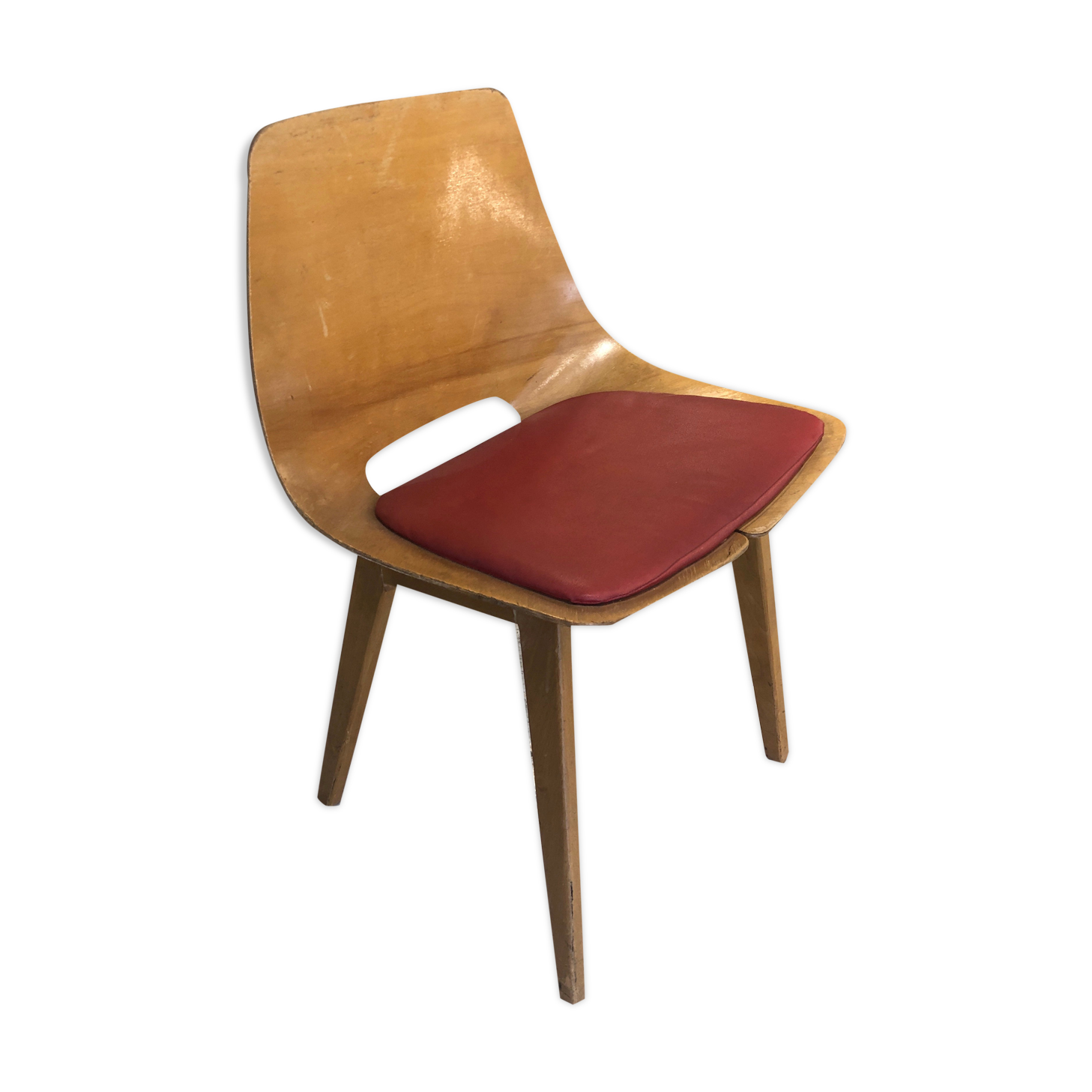 Chair Tonneau de Guariche wooden feet