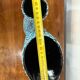 Large sculptural ceramic vase with textured turquoise blue and black glaze – Double horn – H. 31 cm