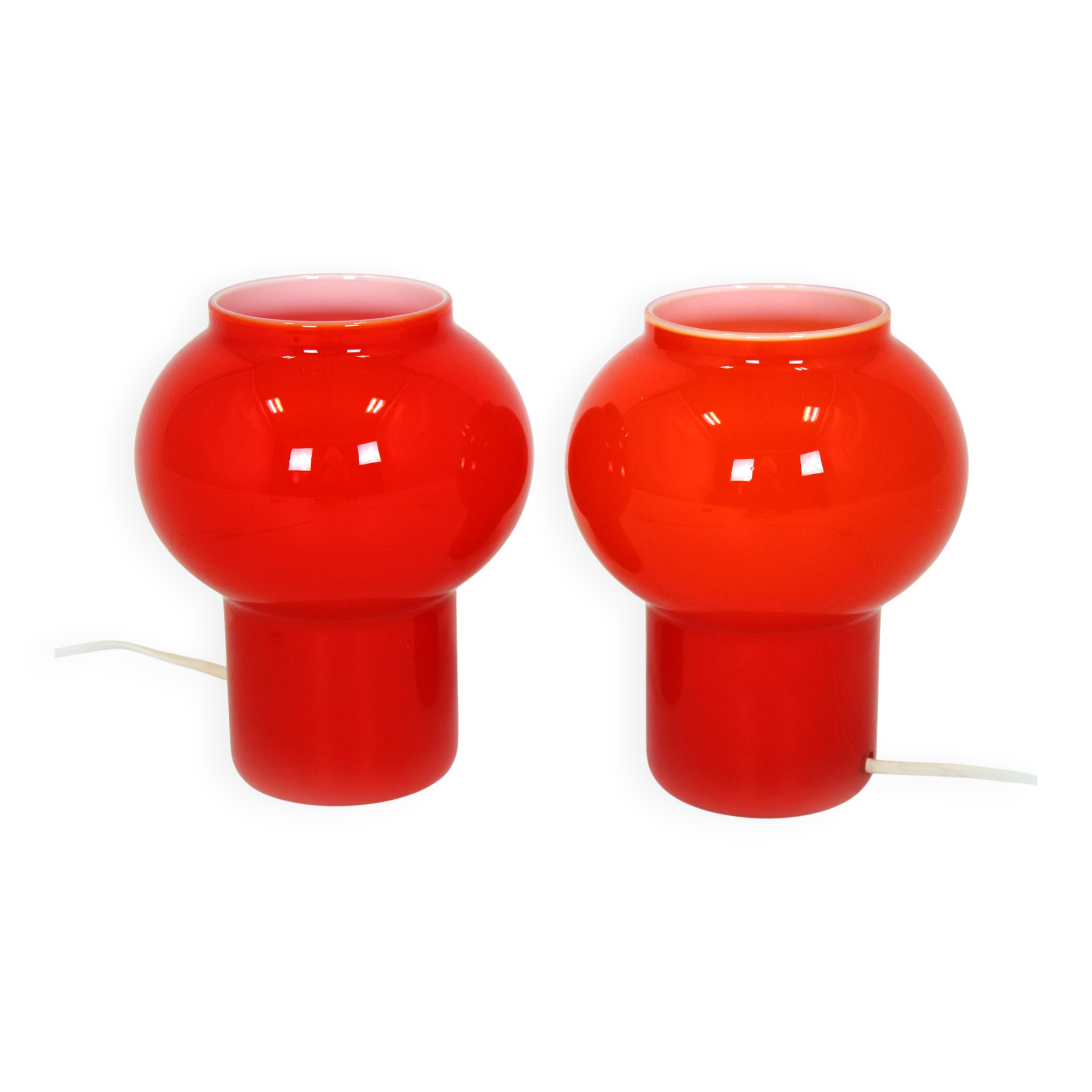 Vintage Red Glass Table Lamps attributed to Štěpán Tabery, 1970s
