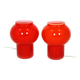 Vintage Red Glass Table Lamps attributed to Štěpán Tabery, 1970s