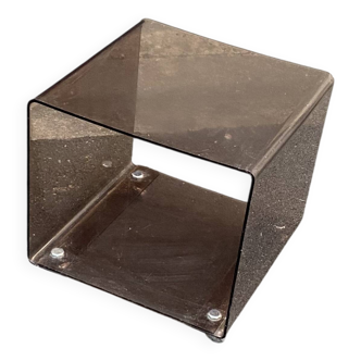 Cube chevet bout de canapé table Roche Bobois plexiglas fumé Michel Dumas