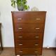 Vintage oak chest of drawers with oak veneer
