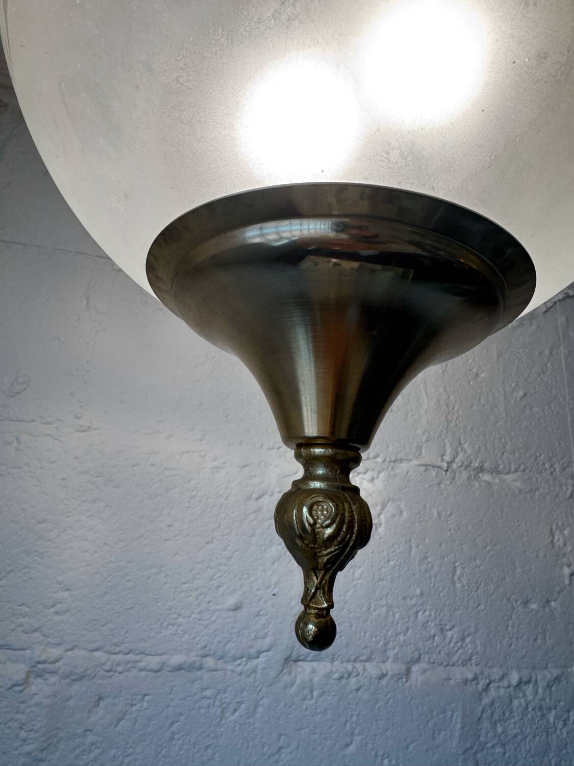 70s frosted engraved globe lantern chandelier