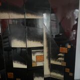 Lacquer screen year 70 geometric art-Deco patterns