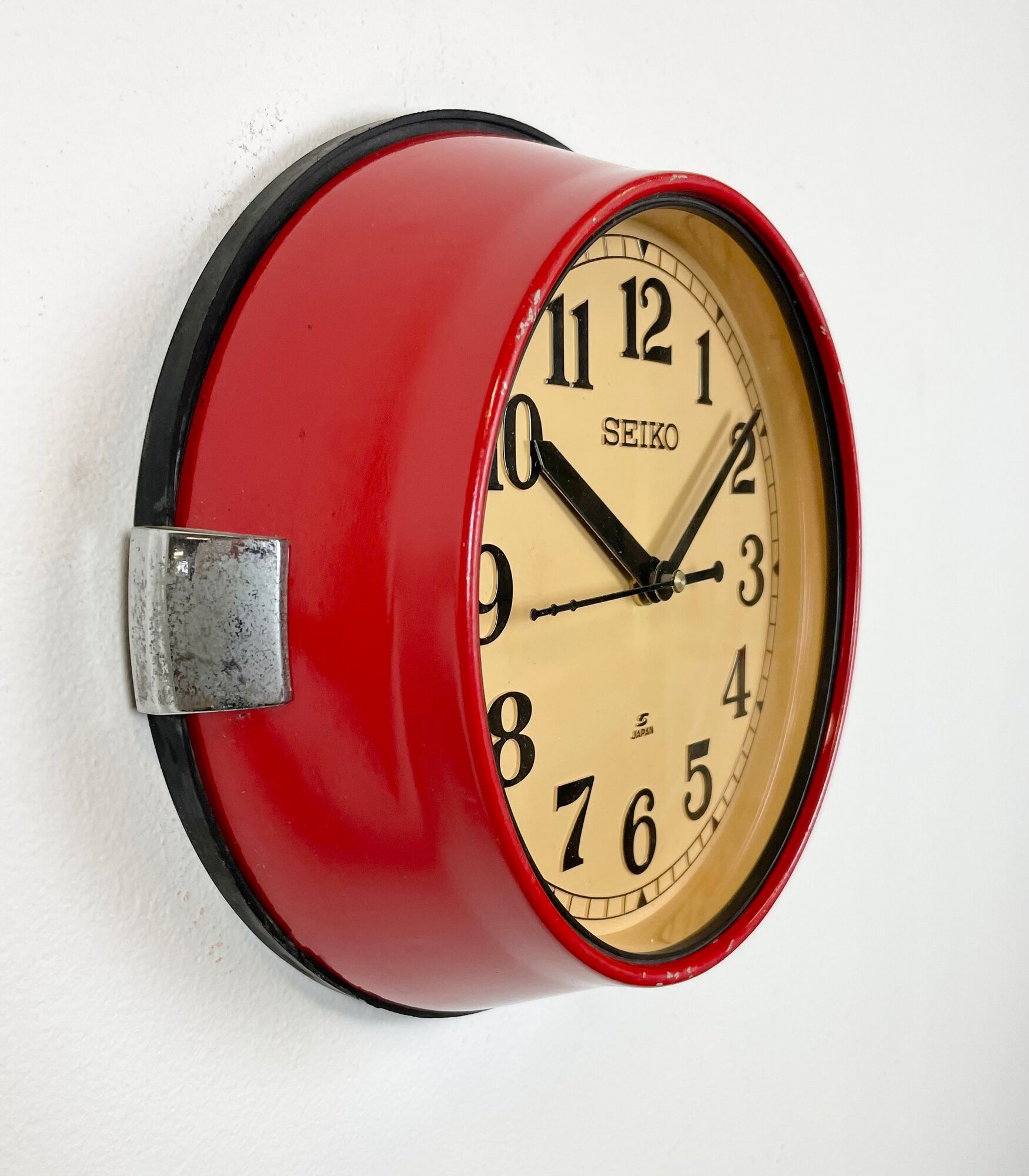 Vintage red seiko navy wall clock, 1970s