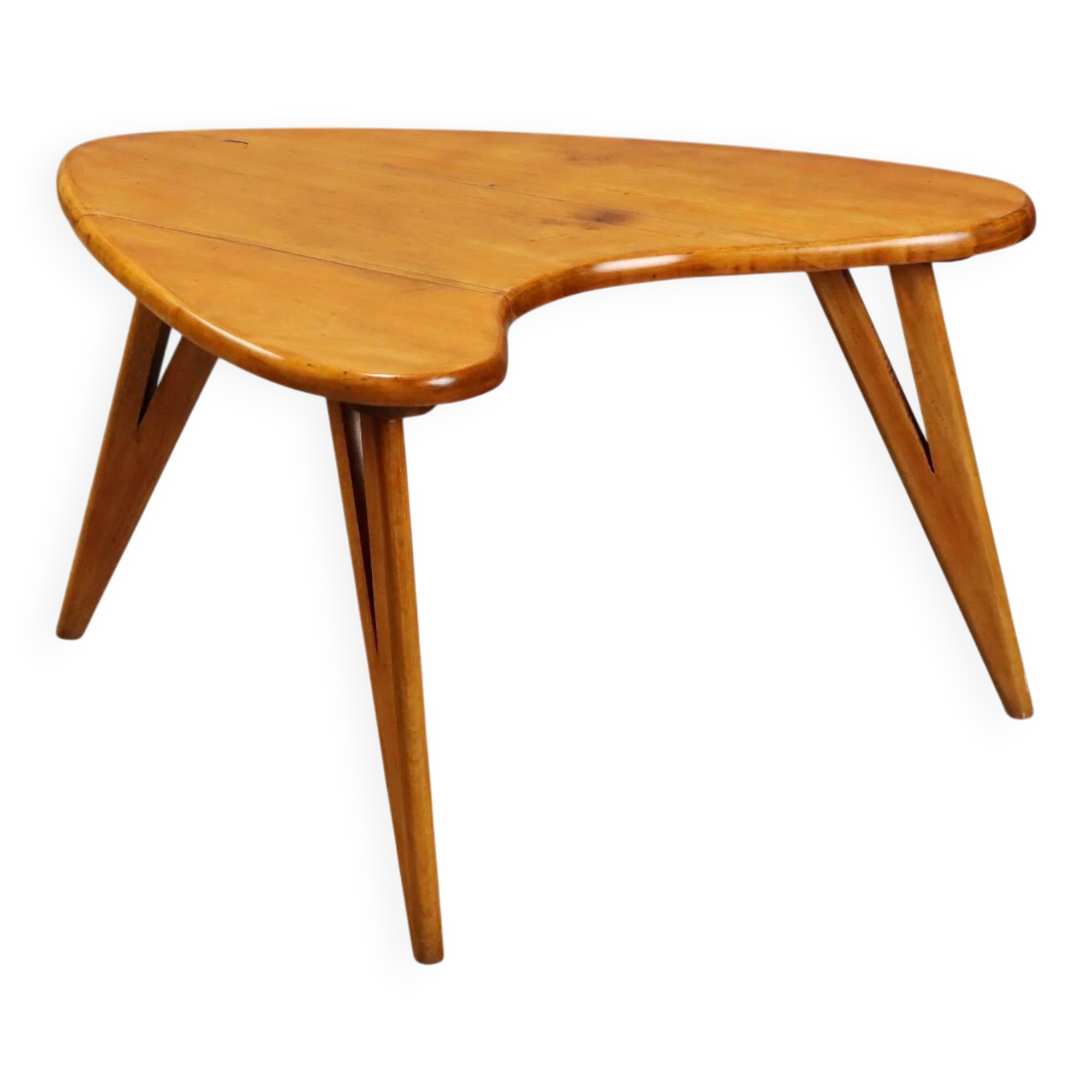 Vintage beech wood coffee table, painted, design from the 1950s.